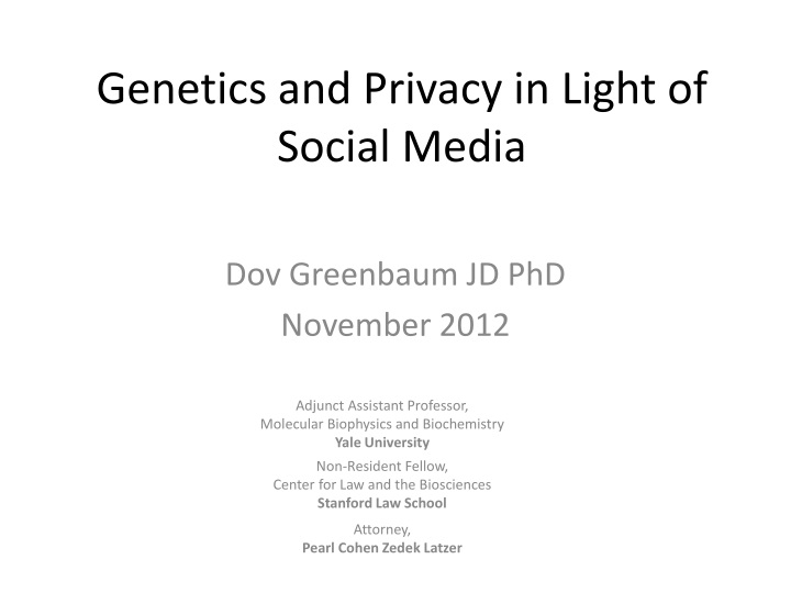 genetics and privacy in light of social media