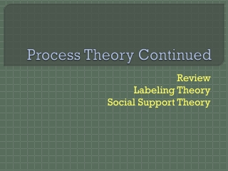 Process Theory Continued