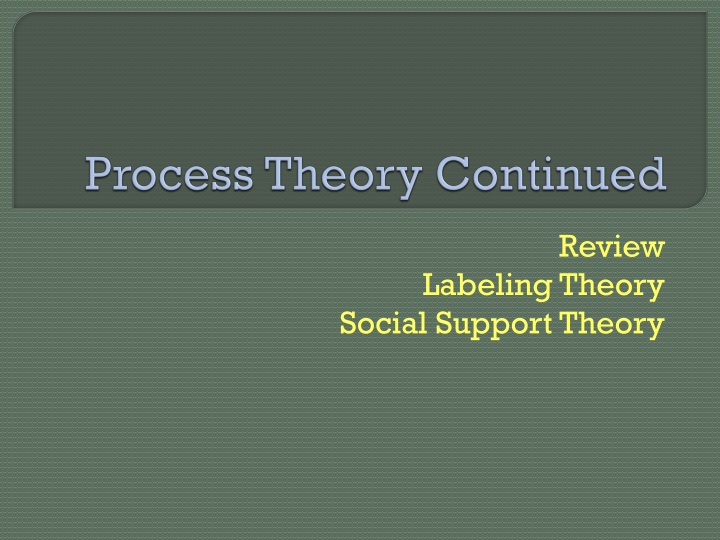 process theory continued