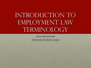 Introduction to employment law Terminology