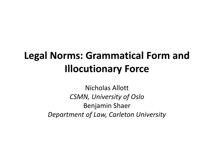 legal norms grammatical form and illocutionary force
