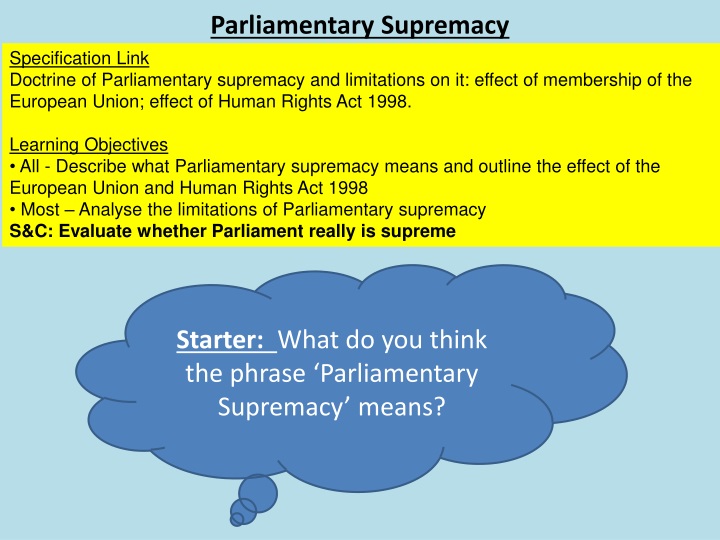 parliamentary supremacy