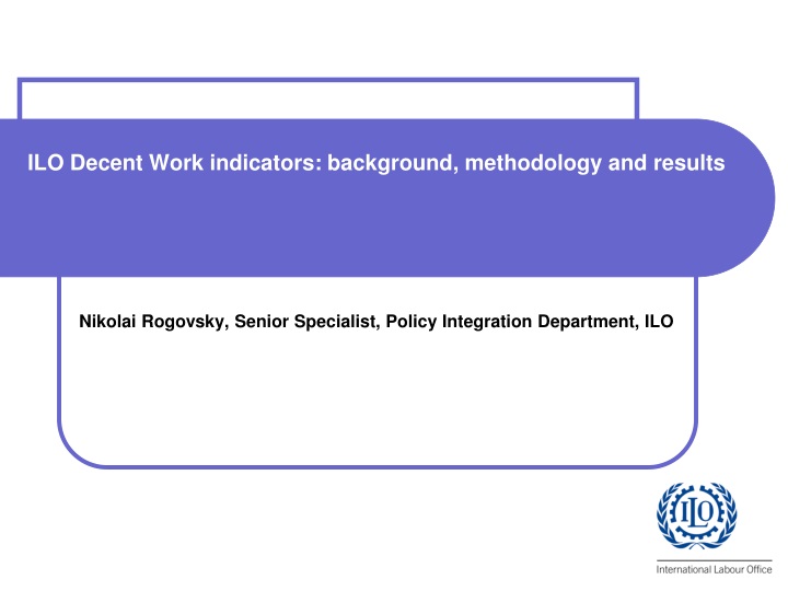ilo decent work indicators background methodology and results