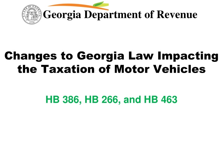 changes to georgia law impacting the taxation of motor vehicles