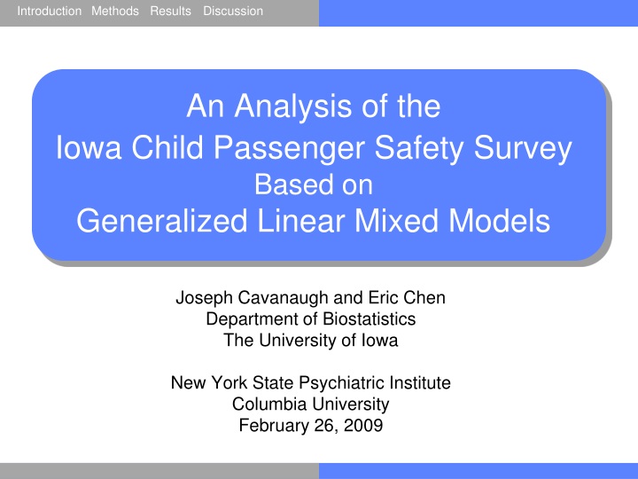 an analysis of the iowa child passenger safety survey based on generalized linear mixed models