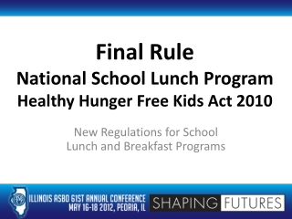 Final Rule National School Lunch Program Healthy Hunger Free Kids Act 2010