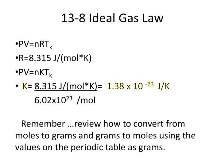 13 8 ideal gas law
