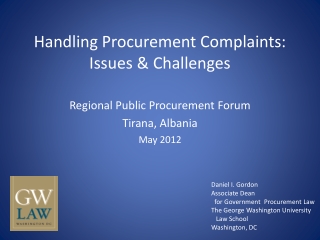 Handling Procurement Complaints: Issues &amp; Challenges