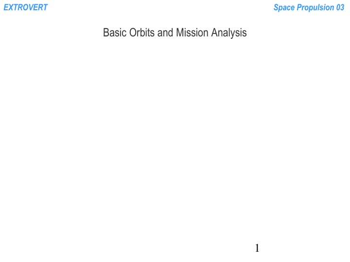 basic orbits and mission analysis