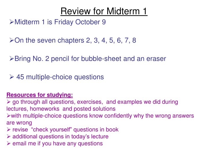 review for midterm 1