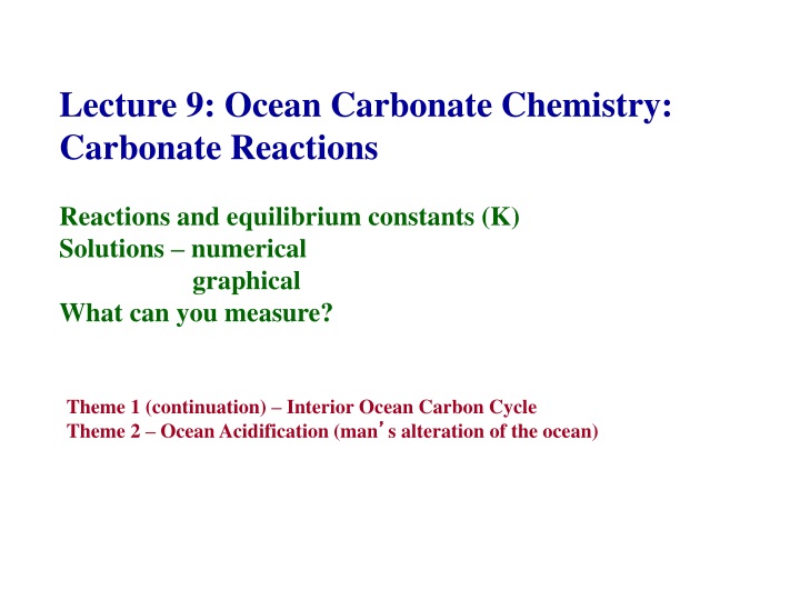 lecture 9 ocean carbonate chemistry carbonate