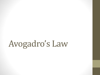 Avogadro’s Law