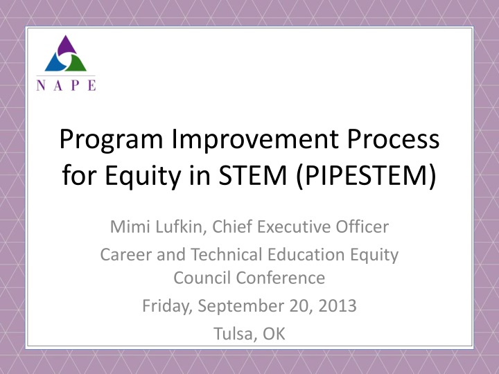 program improvement process for equity in stem pipestem