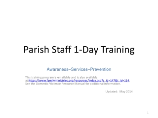 Parish Staff 1 -Day Training