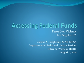 Accessing Federal Funds