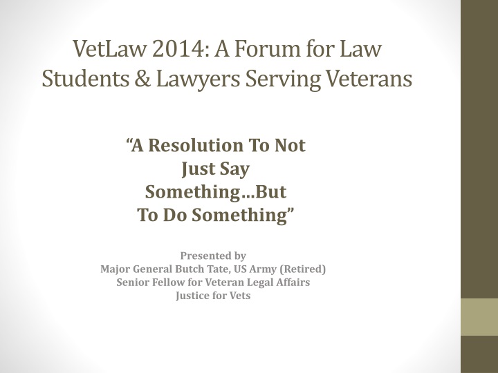 vetlaw 2014 a forum for law students lawyers serving veterans