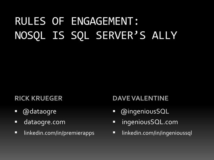 rules of engagement nosql is sql server s ally