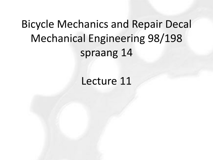 bicycle mechanics and repair decal mechanical engineering 98 198 spraang 14 lecture 11