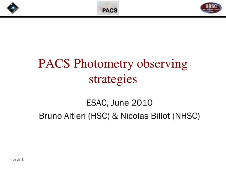 pacs photometry observing strategies