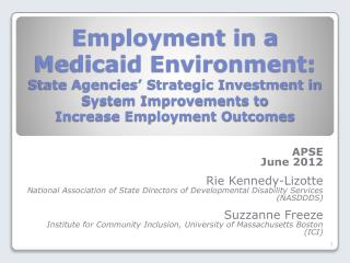 Employment in a Medicaid Environment: State Agencies’ Strategic Investment in System Improvements to Increase Employm