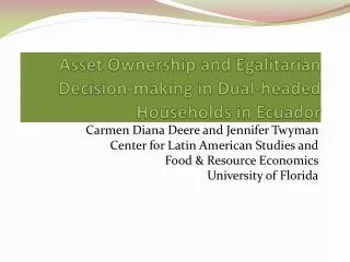 Asset Ownership and Egalitarian Decision-making in Dual-headed Households in Ecuador