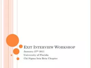 Exit Interview Workshop