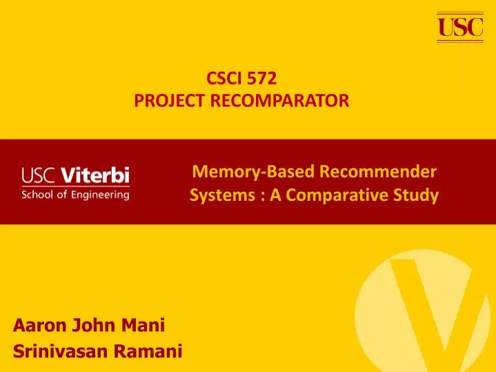memory based recommender systems a comparative study