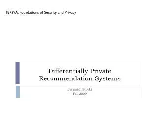 Differentially Private Recommendation Systems
