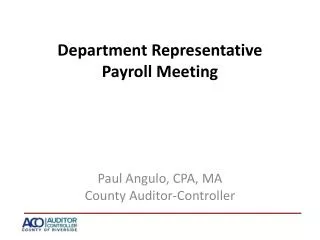 Department Representative Payroll Meeting