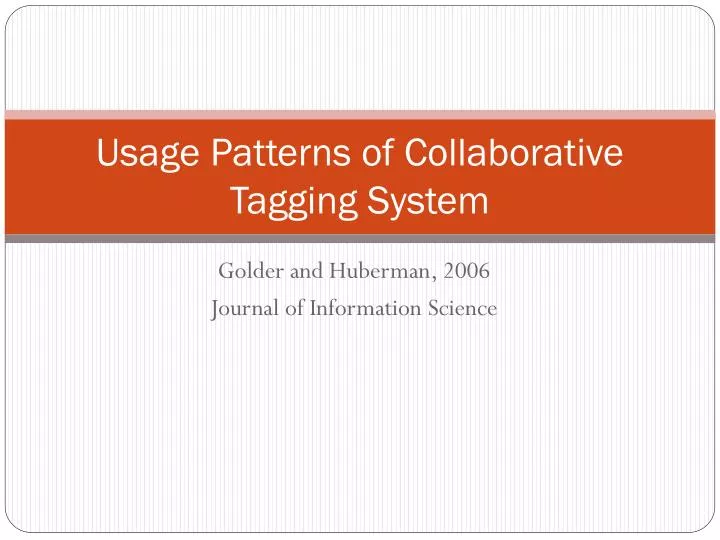 usage patterns of collaborative tagging system