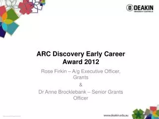 ARC Discovery Early Career Award 2012