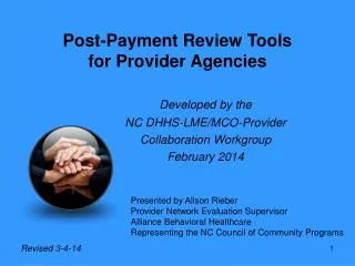 Post-Payment Review Tools for Provider Agencies