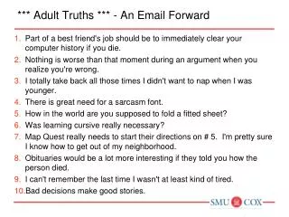 *** Adult Truths *** - An Email Forward