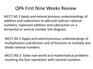 QPA First Nine Weeks Review