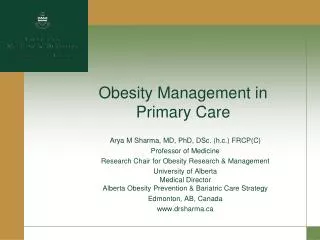 Obesity Management in Primary Care