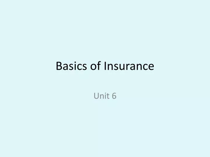 basics of insurance