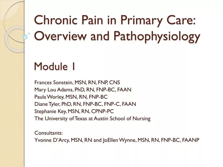 chronic pain in primary care overview and pathophysiology module 1