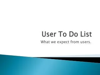 User To Do List