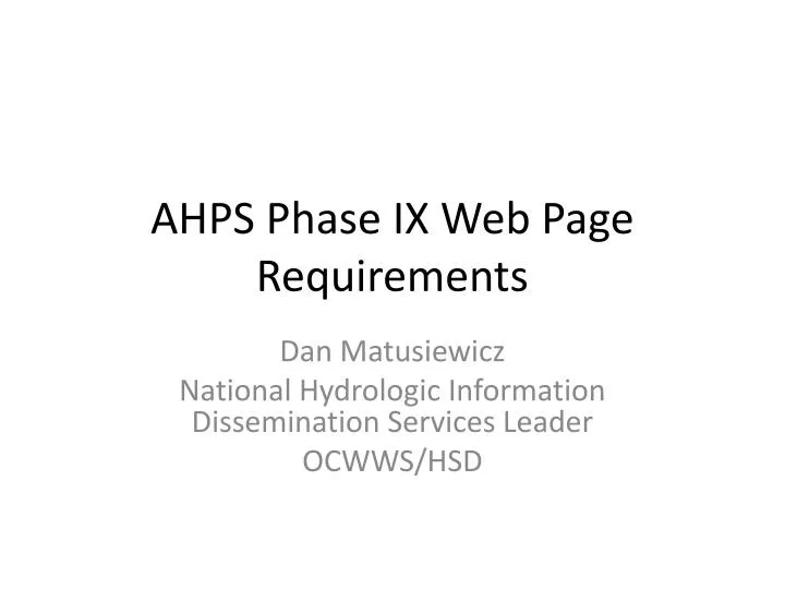 ahps phase ix web page requirements