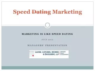 Speed Dating Marketing