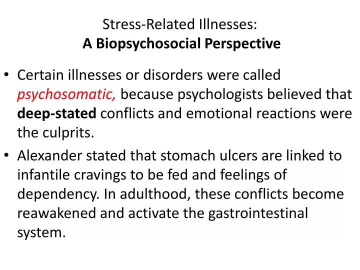 stress related illnesses a biopsychosocial p erspective