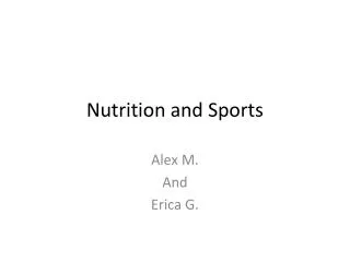 Nutrition and Sports