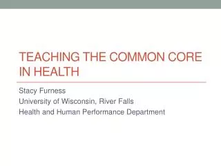 Teaching The Common Core in Health