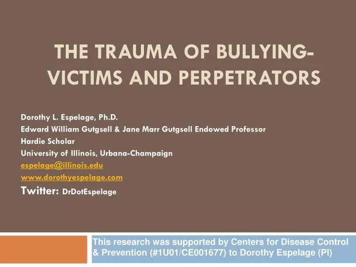 the trauma of bullying victims and perpetrators