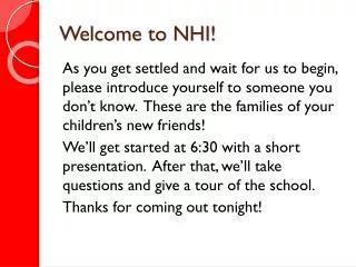 Welcome to NHI!