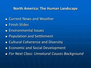 North America: The Human Landscape