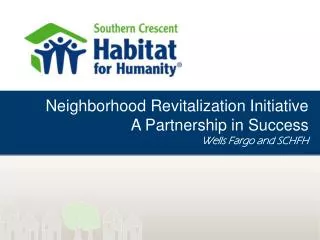 Neighborhood Revitalization Initiative A Partnership in Success Wells Fargo and SCHFH