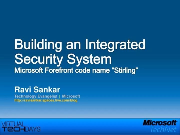 building an integrated security system microsoft forefront code name stirling