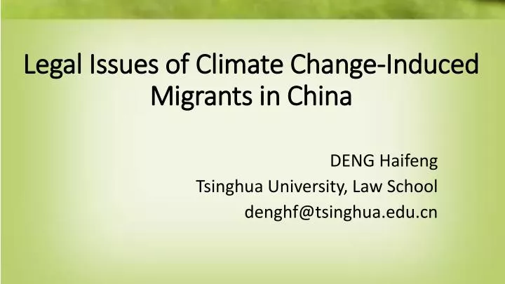 legal issues of climate change induced migrants in china