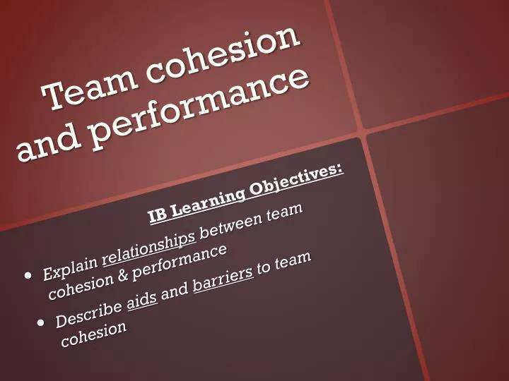team cohesion and performance